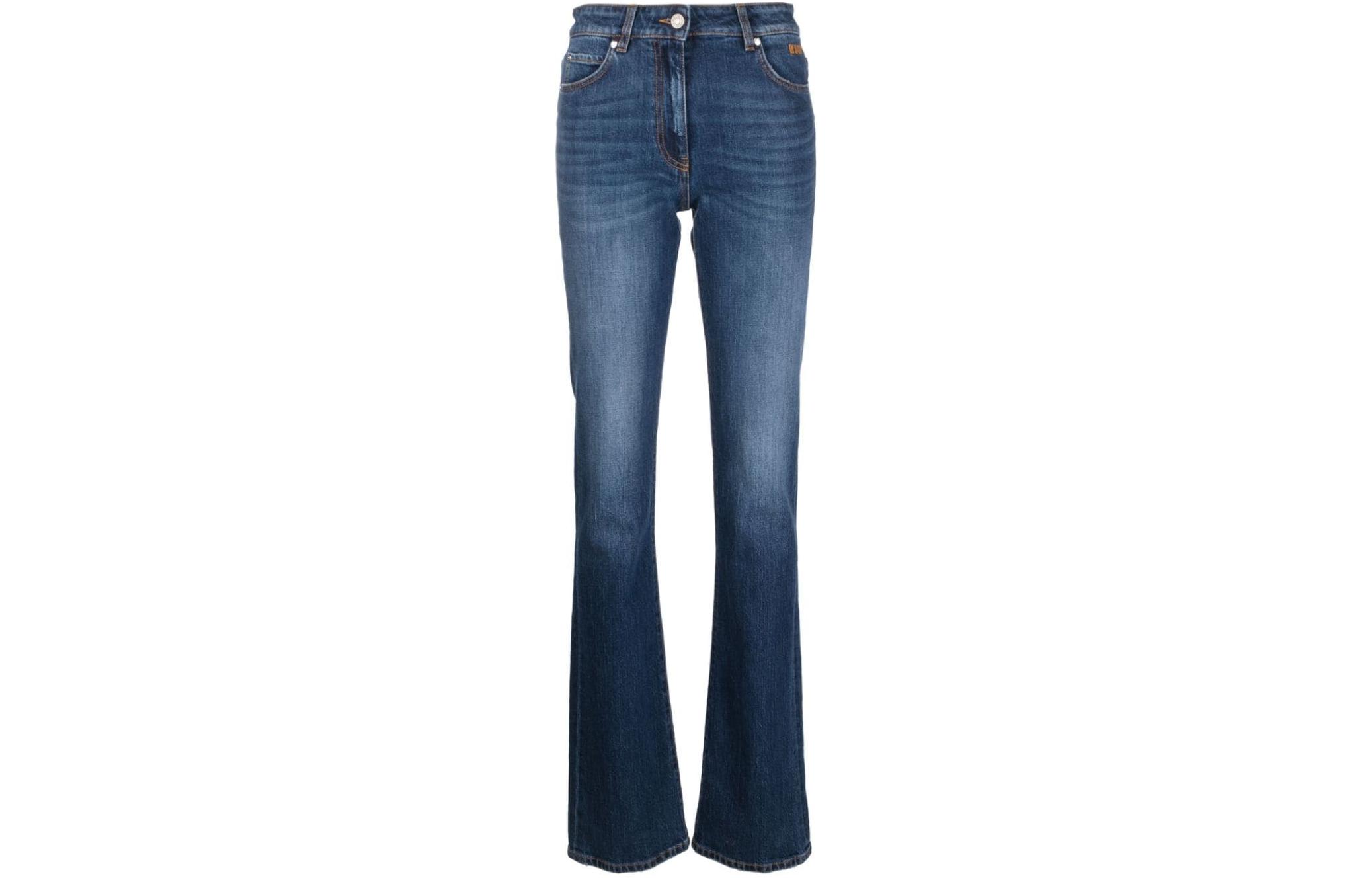 Order (W) MSGM Vaqueros Slim Flare de Tiro Alto Denim Desgastado Azul Índigo 3641MDP238L247091-89