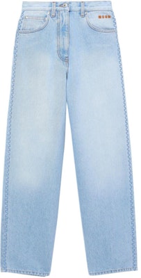 (W) MSGM Vaqueros de Mezclilla Azul Claro con Logo Bordado y Corte Medio. 3642MDP236L247480-BLUE Buy (W) MSGM Vaqueros de Mezclilla Azul Claro con Logo Bordado y Corte Medio. 3642MDP236L247480-BLUE