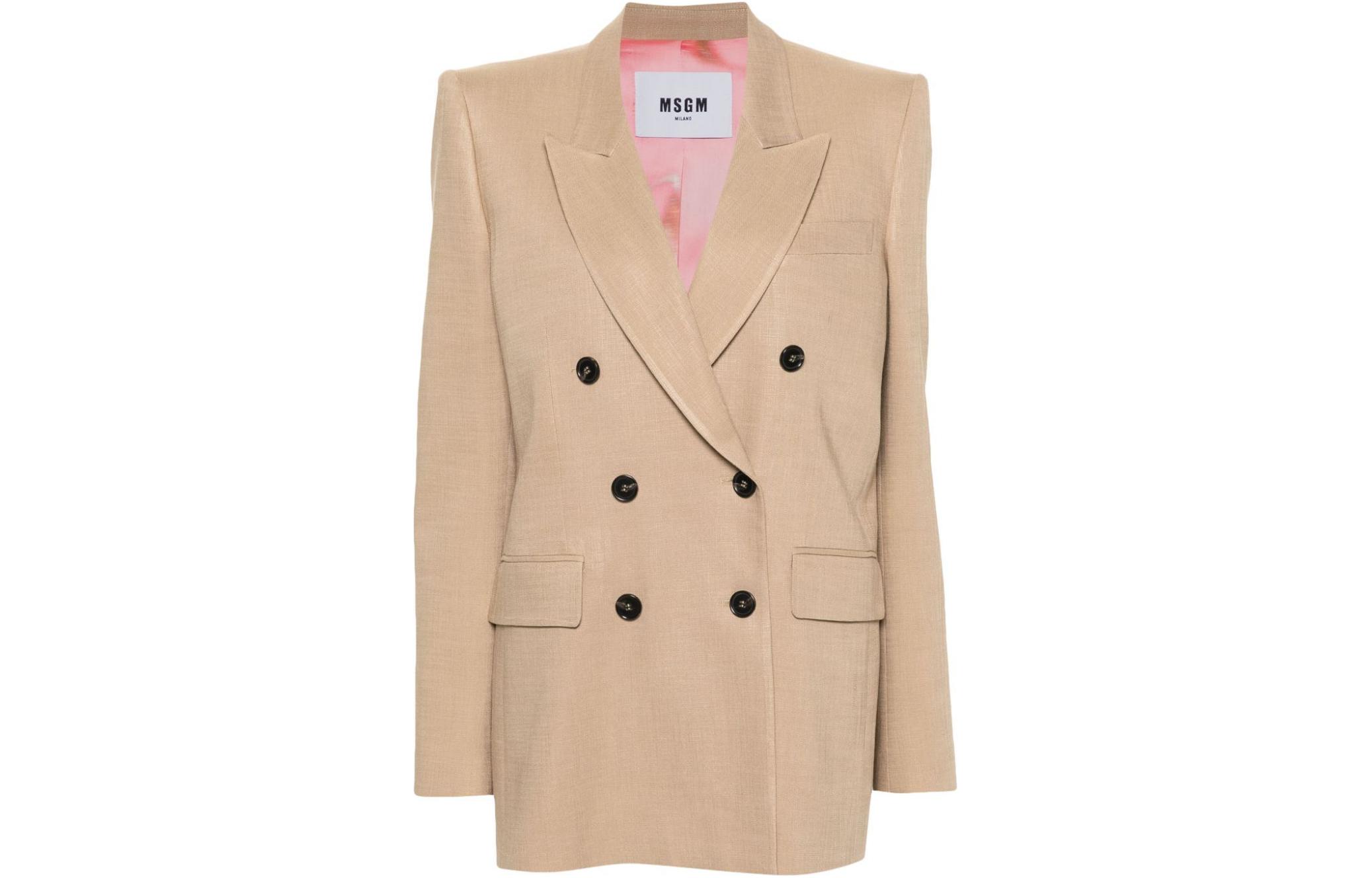 Order (W) MSGM 연한 갈색 텍스처 더블브레스티드 블레이저 3641MDG09Y247010-23