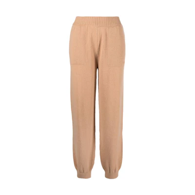 (Women) MSGM Logo Embroidered Tapered Knit Joggers Beige 3541MDP193237787-BEIGE