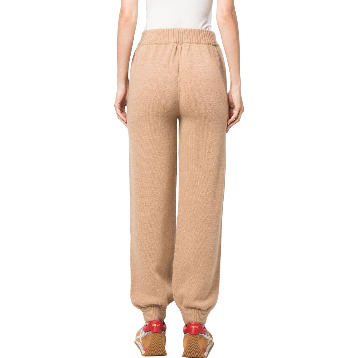 Shop (W) MSGM 로고 자수 테이퍼드 니트 조거 팬츠 베이지 3541MDP193237787-BEIGE