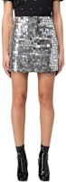 (Women) MSGM Metallic Silver Mini Skirt with Zipper Closure. 3542MDD184X-237965-90 (Women) MSGM Metallic Silver Mini Skirt with Zipper Closure. 3542MDD184X-237965-90