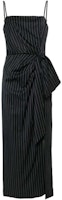 (Women) MSGM Midnight Blue Striped Ruched Tie Detail Slip Dress. 3641MDA31247117-BLACK (Women) MSGM Midnight Blue Striped Ruched Tie Detail Slip Dress. 3641MDA31247117-BLACK