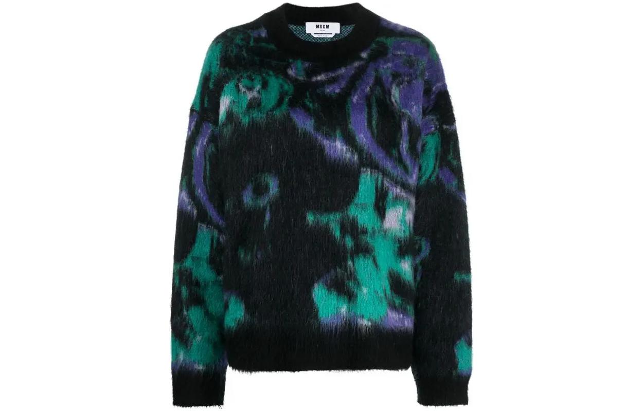 (Women) MSGM  Oversized Crewneck Long-Sleeve Sweater - Black. 3542MDM213237957-BLACK