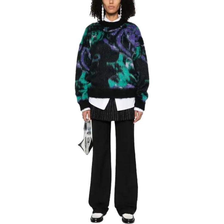 Lookbook (W) MSGM Suéter Negro de Manga Larga y Cuello Redondo Oversize. 3542MDM213237957-BLACK