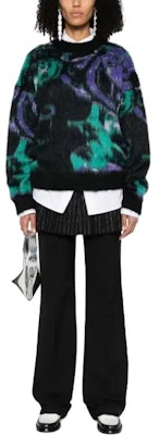 (W) MSGM Suéter Negro de Manga Larga y Cuello Redondo Oversize. 3542MDM213237957-BLACK Lookbook (W) MSGM Suéter Negro de Manga Larga y Cuello Redondo Oversize. 3542MDM213237957-BLACK