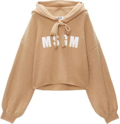 (W) MSGM 로고 자수 오버사이즈 니트 후드티 라이트 브라운. 3741MDM218247790-BROWN Order (W) MSGM 로고 자수 오버사이즈 니트 후드티 라이트 브라운. 3741MDM218247790-BROWN
