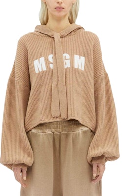 (W) MSGM 로고 자수 오버사이즈 니트 후드티 라이트 브라운. 3741MDM218247790-BROWN Lookbook (W) MSGM 로고 자수 오버사이즈 니트 후드티 라이트 브라운. 3741MDM218247790-BROWN