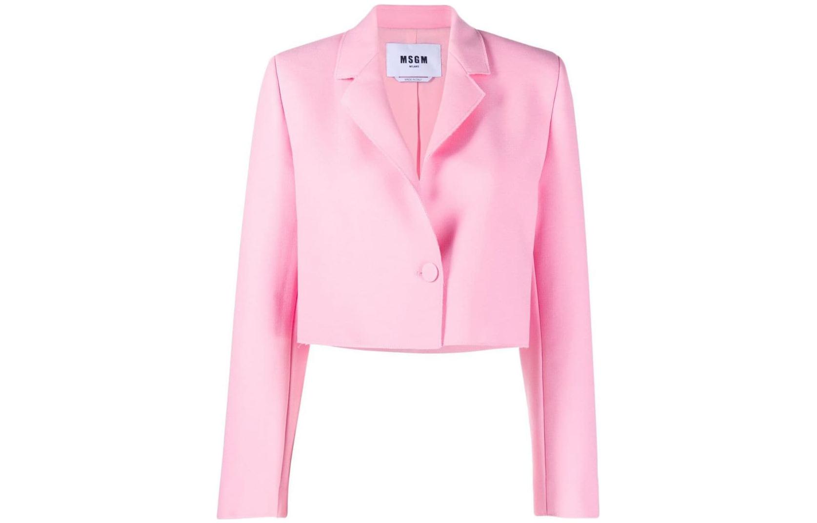 (Women) MSGM  Pink Cropped Blazer Jacket Long Sleeve W22 Collection. 3341MDG1422761212