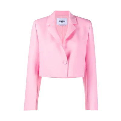 (Women) MSGM Pink Cropped Blazer Jacket Long Sleeve W22 Collection. 3341MDG1422761212
