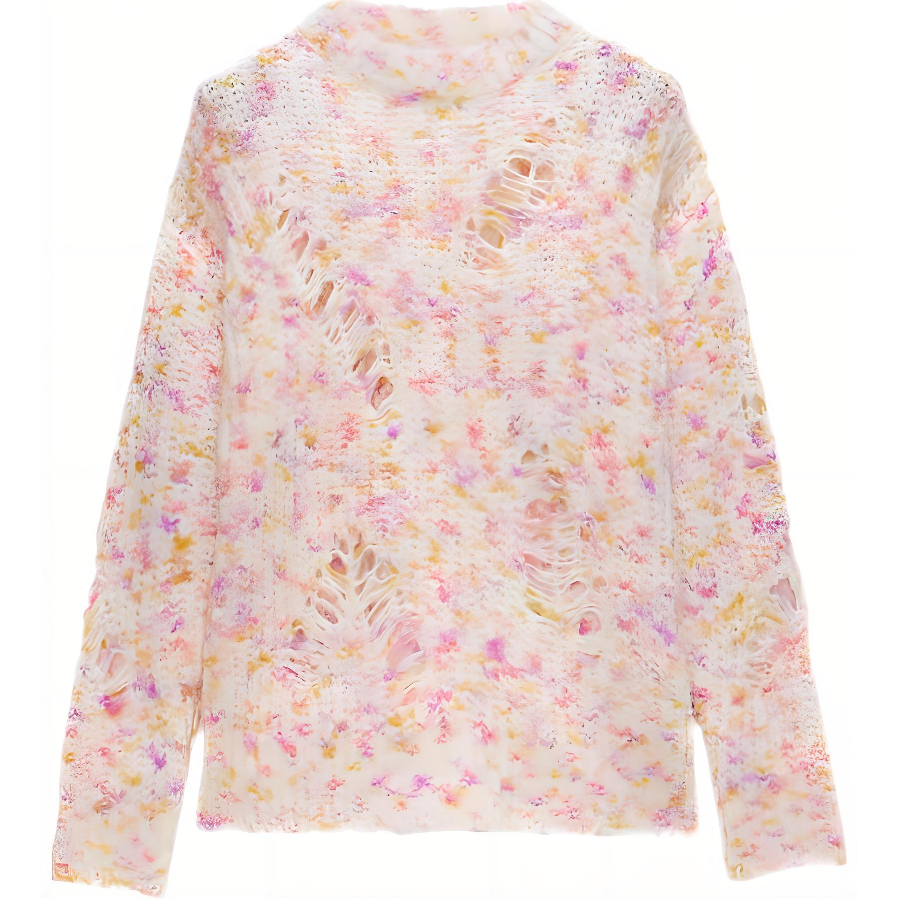 (Women) MSGM  Pink Knit Sweater with Cutout Details and Drop Shoulder Design. 3741MDM210247785-PINK