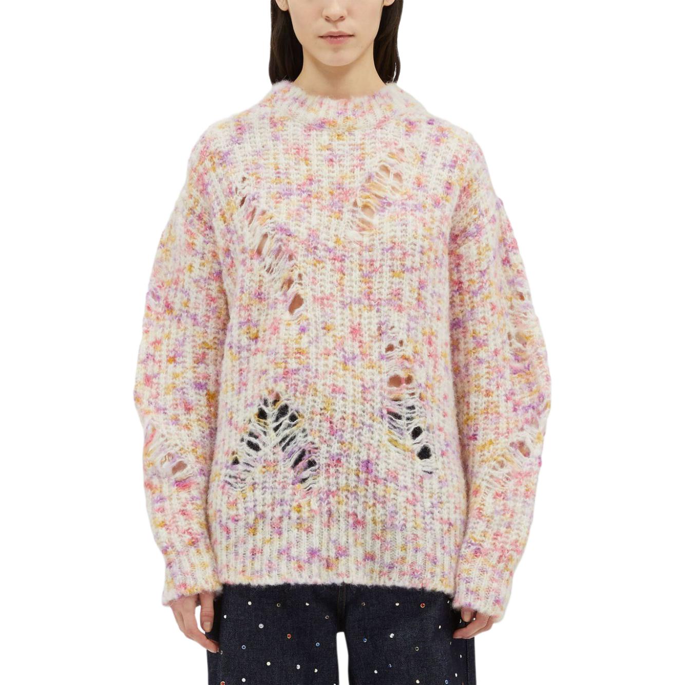 Lookbook (W) MSGM 粉色镂空细节落肩设计针织毛衣。 3741MDM210247785-PINK