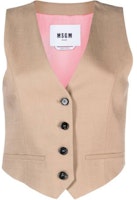 (Women) MSGM Pink Solid V-Neck Button-Front Vest. 3641MDW02Y24701023 (Women) MSGM Pink Solid V-Neck Button-Front Vest. 3641MDW02Y24701023