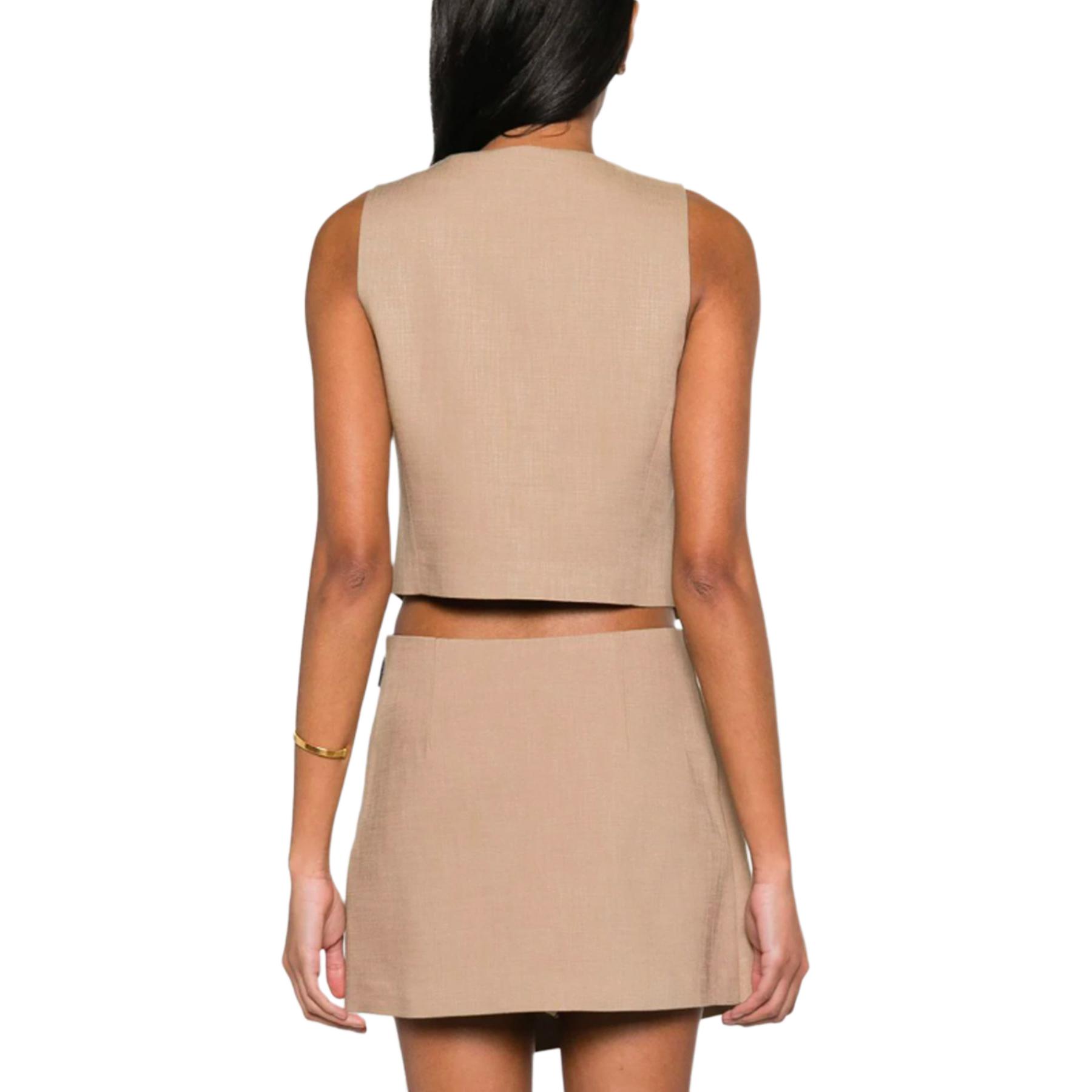 Lookbook (W) MSGM 핑크 솔리드 V넥 버튼 프론트 베스트. 3641MDW02Y24701023