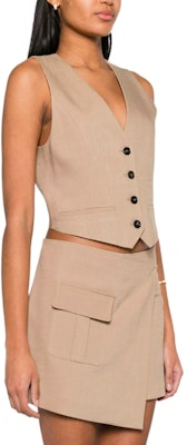 (W) MSGM 핑크 솔리드 V넥 버튼 프론트 베스트. 3641MDW02Y24701023 Shop (W) MSGM 핑크 솔리드 V넥 버튼 프론트 베스트. 3641MDW02Y24701023