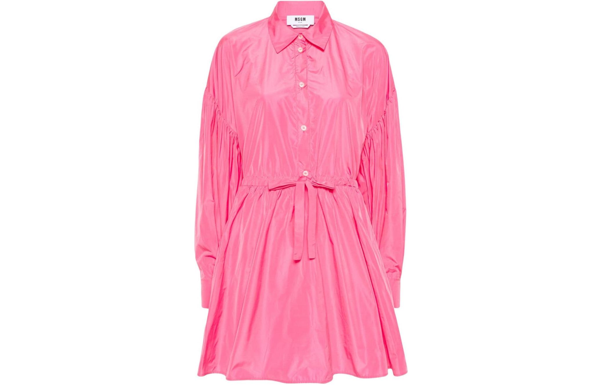 Order (W) Vestido MSGM Rosa Palo de Manga Larga con Hombros Caídos y Detalle Plisado. 3641MDA59247109-PINK