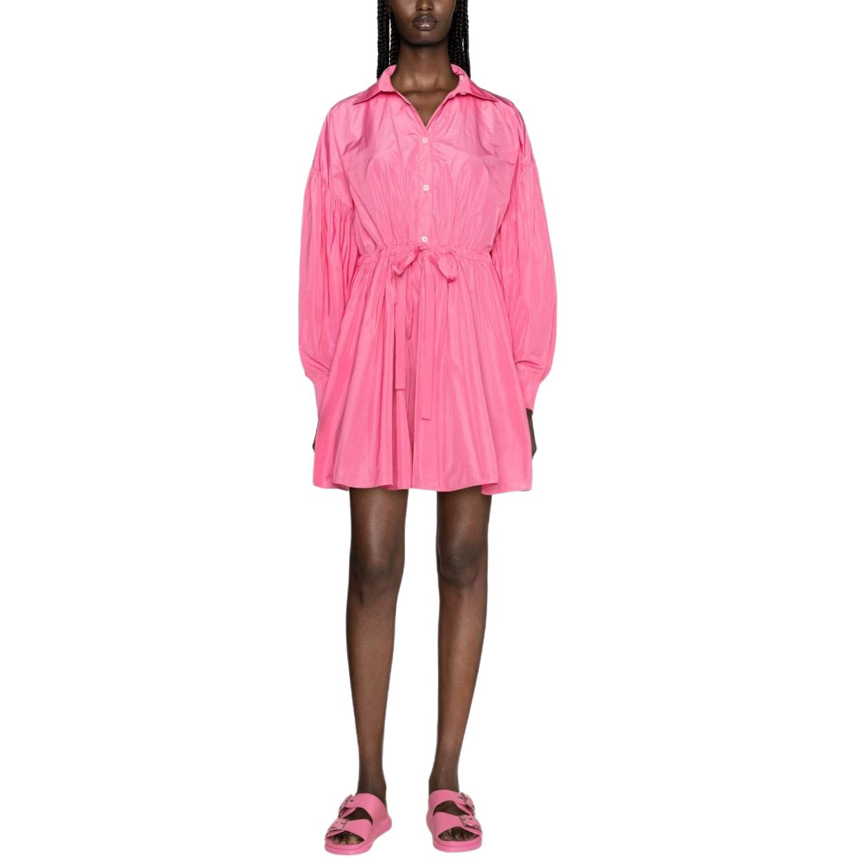 Lookbook (W) Vestido MSGM Rosa Palo de Manga Larga con Hombros Caídos y Detalle Plisado. 3641MDA59247109-PINK