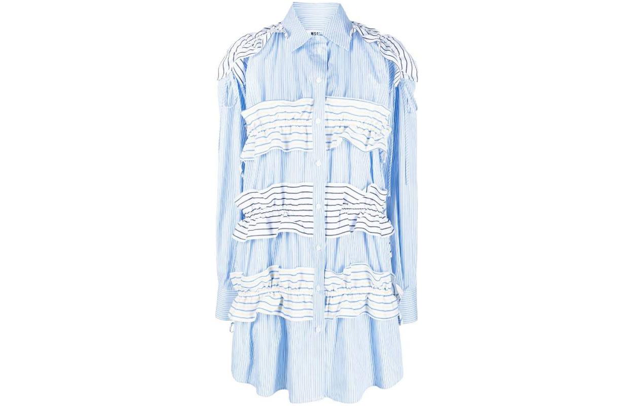 Order (W) Vestido Mini de Manga Larga con Volantes y Detalle de Rayas MSGM. 3441MDA01Y-237010-84