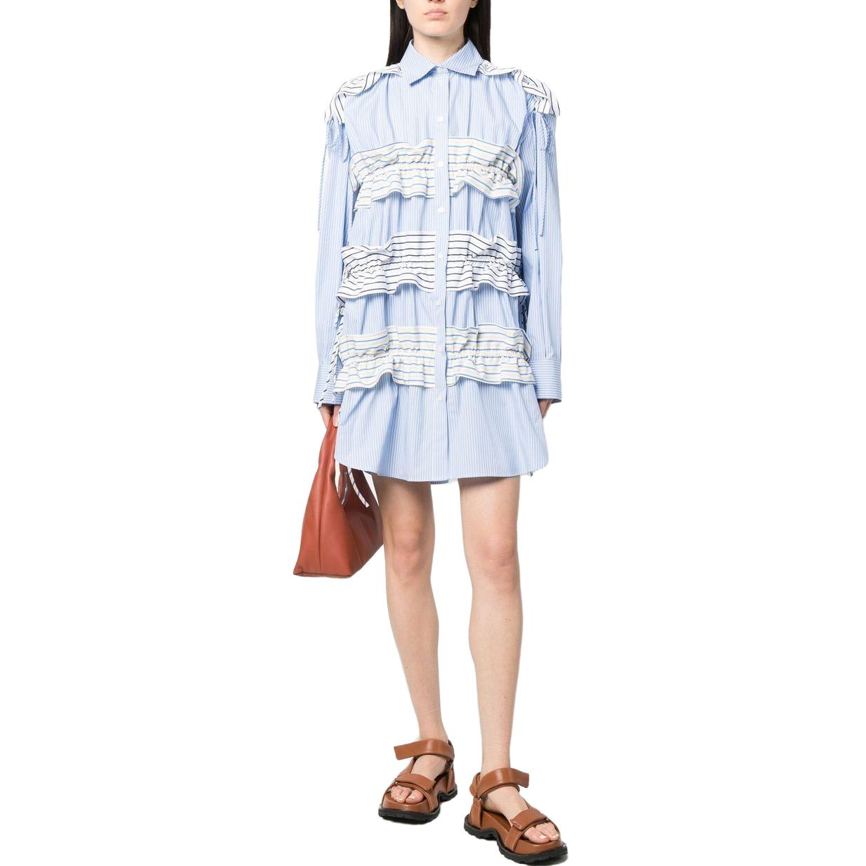 Lookbook (W) Vestido Mini de Manga Larga con Volantes y Detalle de Rayas MSGM. 3441MDA01Y-237010-84