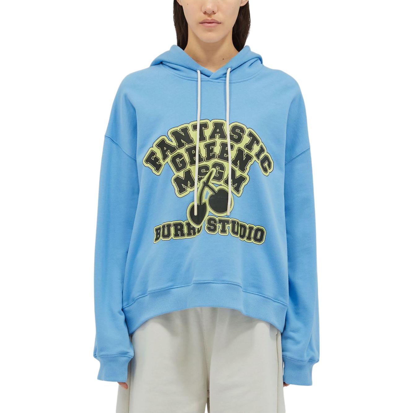 Lookbook (W) Sudadera Capucha Oversize MSGM Azul Cielo con Logo Estampado. 3746MM07247792-BLUE