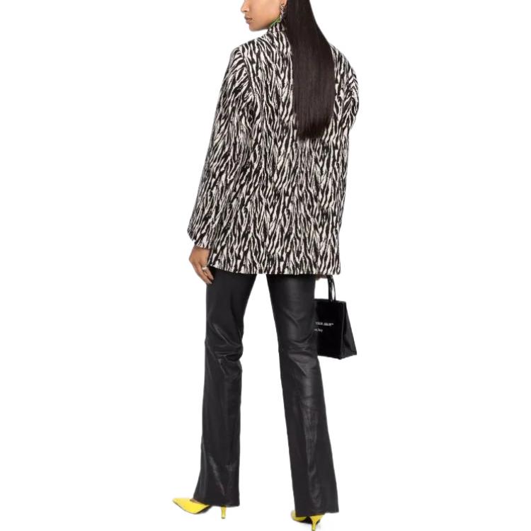 Shop (W) MSGM 슬림 핏 지브라 프린트 블레이저 블랙. 3141MDG03-217628-99