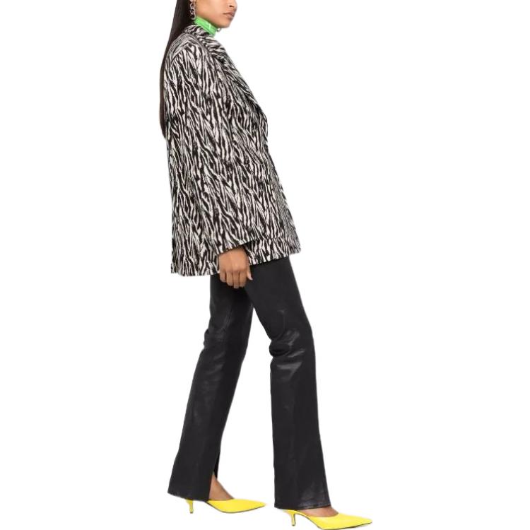 Purchase (W) MSGM 슬림 핏 지브라 프린트 블레이저 블랙. 3141MDG03-217628-99