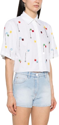 (W) MSGM Baju Kapas Putih Bertekstur Lengan Pendek dengan Rantai Manik. 3642MDE182247475-WHITE Purchase (W) MSGM Baju Kapas Putih Bertekstur Lengan Pendek dengan Rantai Manik. 3642MDE182247475-WHITE