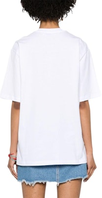 (W) MSGM Baju-T Putih Logo Manik Lengan Pendek Krew Leher Tekstur Rajut. 3642MDM103247002-WHITE Shop (W) MSGM Baju-T Putih Logo Manik Lengan Pendek Krew Leher Tekstur Rajut. 3642MDM103247002-WHITE