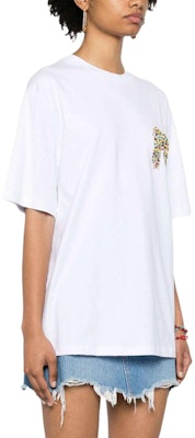 (W) MSGM Baju-T Putih Logo Manik Lengan Pendek Krew Leher Tekstur Rajut. 3642MDM103247002-WHITE Purchase (W) MSGM Baju-T Putih Logo Manik Lengan Pendek Krew Leher Tekstur Rajut. 3642MDM103247002-WHITE