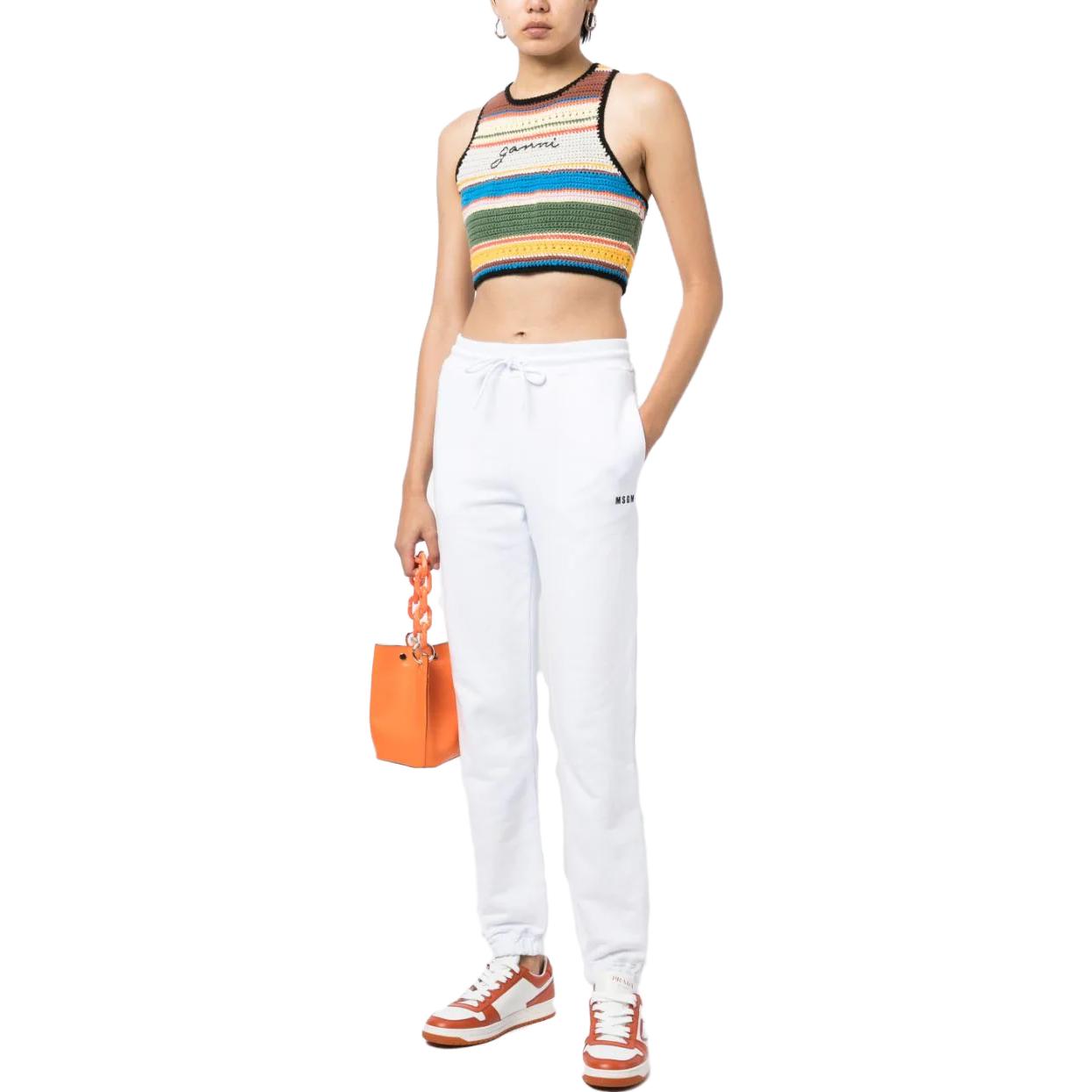 Lookbook (W) MSGM 화이트 드로스트링 조거 캐주얼 팬츠 2000MDP50020000001