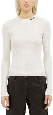 (W) MSGM 白色标志针织毛衣长袖圆领衫. 3741MDM199247783-WHITE Lookbook (W) MSGM 白色标志针织毛衣长袖圆领衫. 3741MDM199247783-WHITE