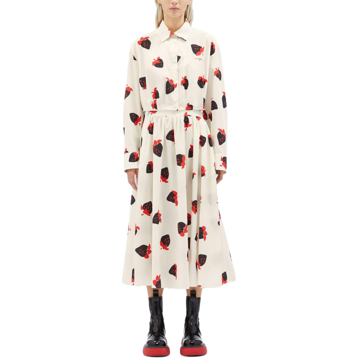 Lookbook (W) Falda Maxi Casual Plisada Estampada Blanca de MSGM 3741MDD26247666-WHITE