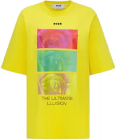 (Women) MSGM Yellow Graphic Print Cotton Crewneck Short Sleeve T-Shirt 3542MDM106-237798-06 (Women) MSGM Yellow Graphic Print Cotton Crewneck Short Sleeve T-Shirt 3542MDM106-237798-06