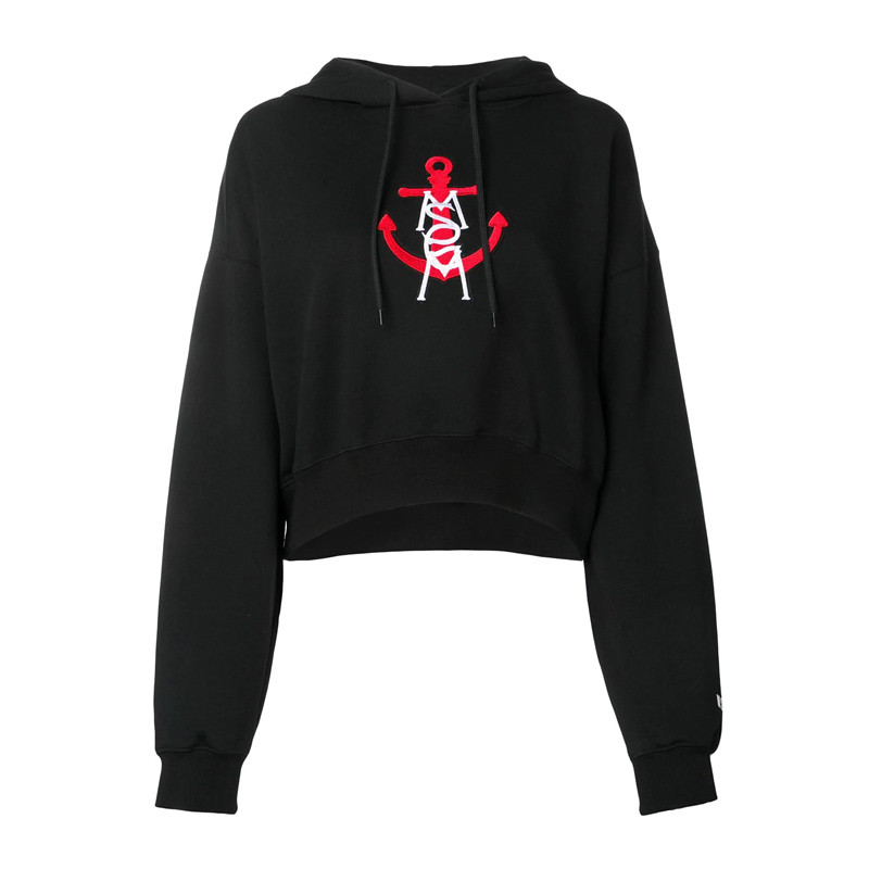 Order (Women) MSGM Anchor Graphic Hoodie Black 2641MDM17019529999