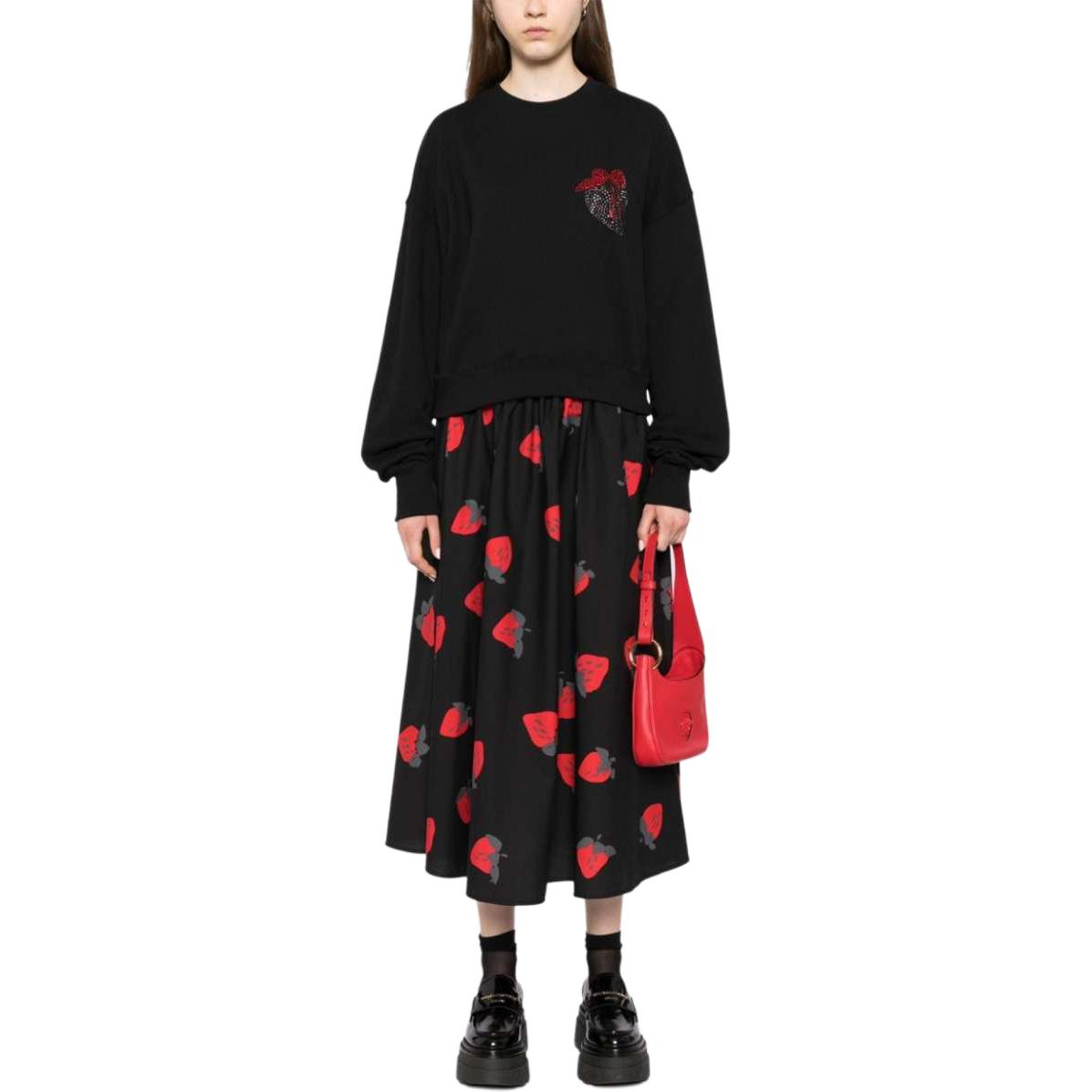 Lookbook (W) MSGM 여성 아플리케 디테일 텍스처 니트 긴팔 스웨트셔츠 옵시디언 블랙 3741MDM142247799-BLACK