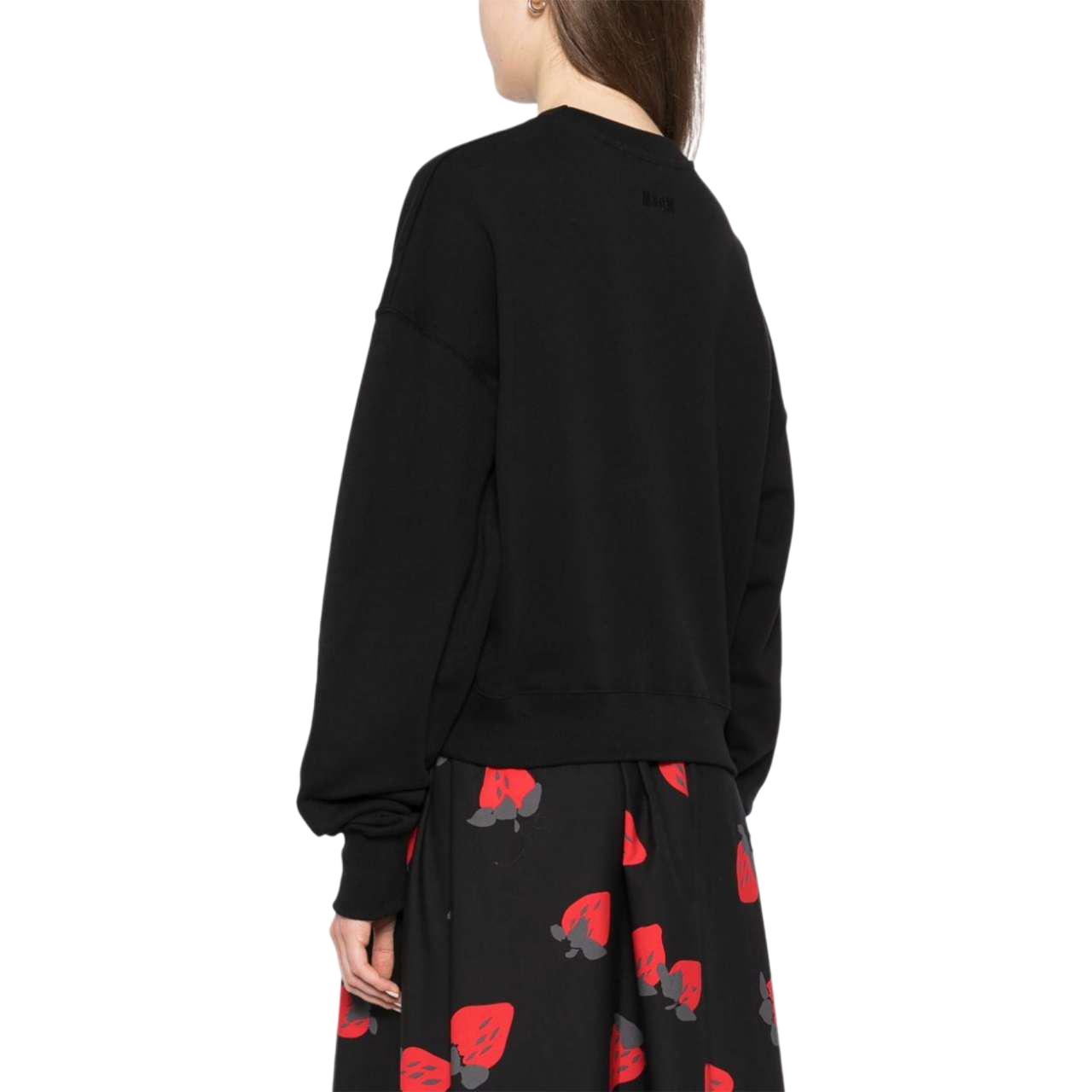 Shop (W) MSGM 여성 아플리케 디테일 텍스처 니트 긴팔 스웨트셔츠 옵시디언 블랙 3741MDM142247799-BLACK