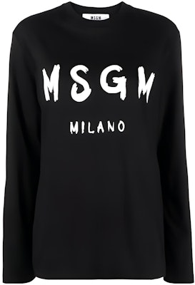 (W) MSGM 女款字母印花長袖黑色圓領T恤 2000MDM511200002-BLACK Buy (W) MSGM 女款字母印花長袖黑色圓領T恤 2000MDM511200002-BLACK