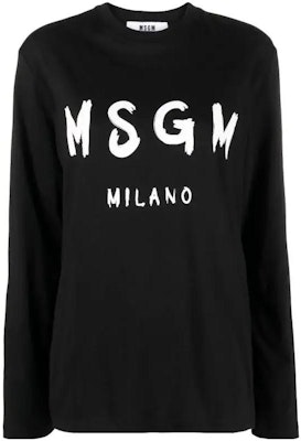 (W) MSGM 女款字母印花長袖黑色圓領T恤 2000MDM511200002-BLACK Order (W) MSGM 女款字母印花長袖黑色圓領T恤 2000MDM511200002-BLACK