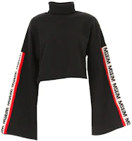 (Women) MSGM Black High-Neck Sweatshirt with Logo Intarsia and Side Lettering 2541MDM74-184799-99 (Women) MSGM Black High-Neck Sweatshirt with Logo Intarsia and Side Lettering 2541MDM74-184799-99