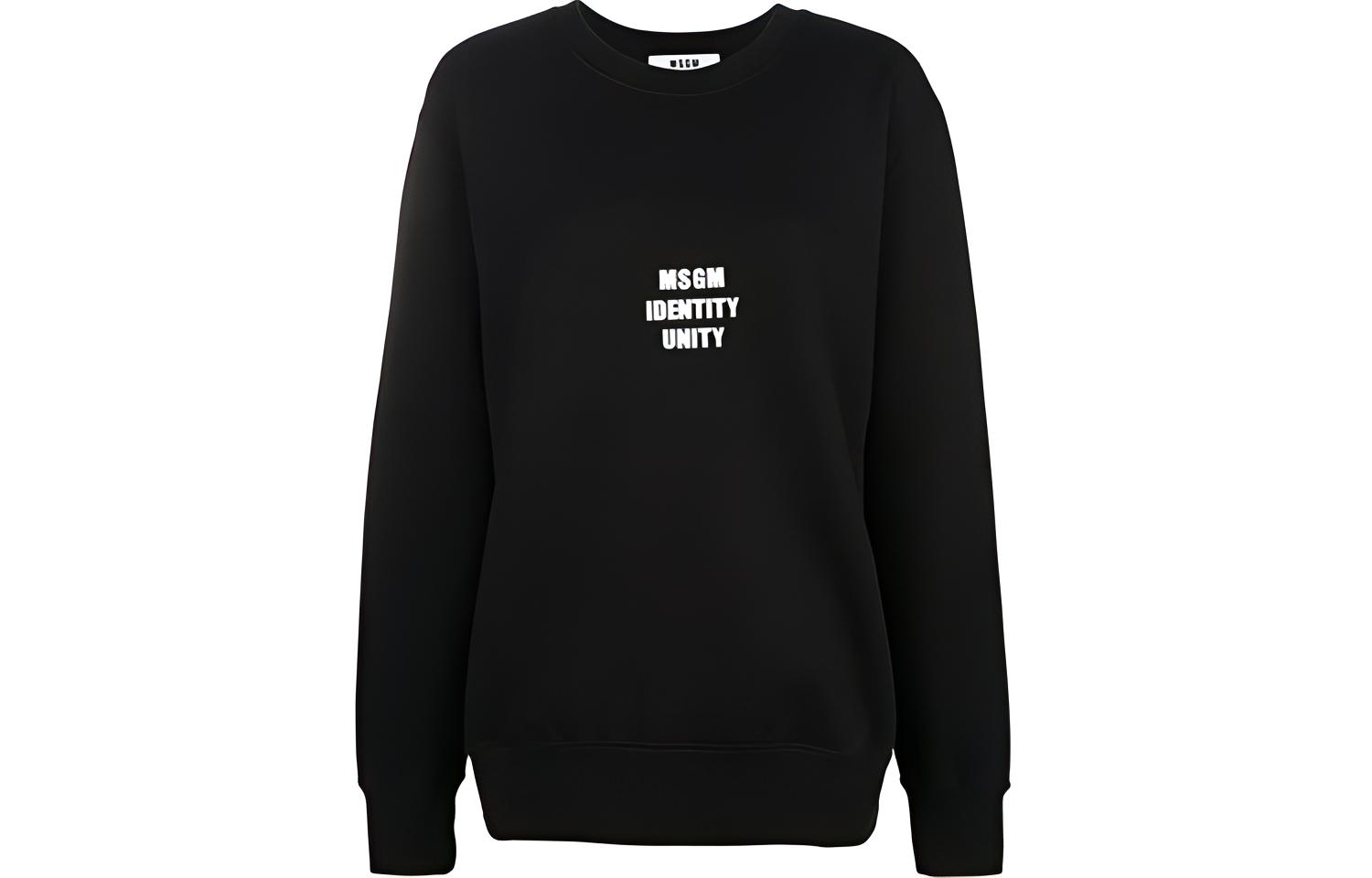 (Women) MSGM Black Long-Sleeve Sweatshirt with Letter Print 2541MDM99 184799 99-02