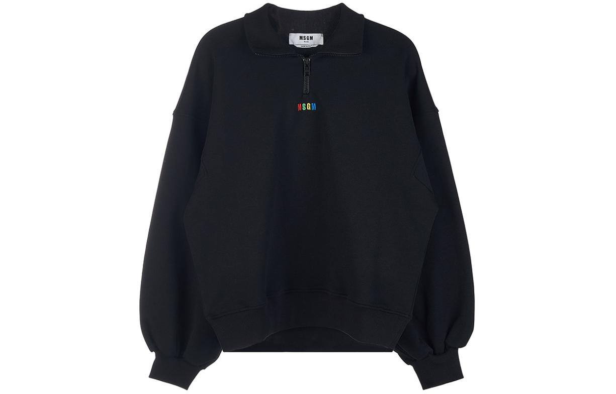 (Women) MSGM Black Sweatshirt with Colorful Logo Embroidery 3341MDM85227785-99