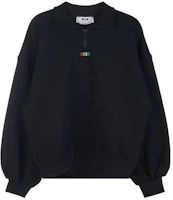 (Women) MSGM Black Sweatshirt with Colorful Logo Embroidery 3341MDM85227785-99 (Women) MSGM Black Sweatshirt with Colorful Logo Embroidery 3341MDM85227785-99