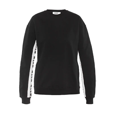 (Women) MSGM Black Sweatshirt with Inner Logo Letter Print Design 2341MDM83-174778-99