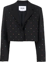 (Women) MSGM Crystal Embellished Single-Button Cropped Blazer 3341MDG14X227612-99 (Women) MSGM Crystal Embellished Single-Button Cropped Blazer 3341MDG14X227612-99
