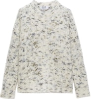 (Women) MSGM Distressed Effect Crewneck Long Sleeve Knit Sweater Women White 3741MDM210247785-WHITE (Women) MSGM Distressed Effect Crewneck Long Sleeve Knit Sweater Women White 3741MDM210247785-WHITE