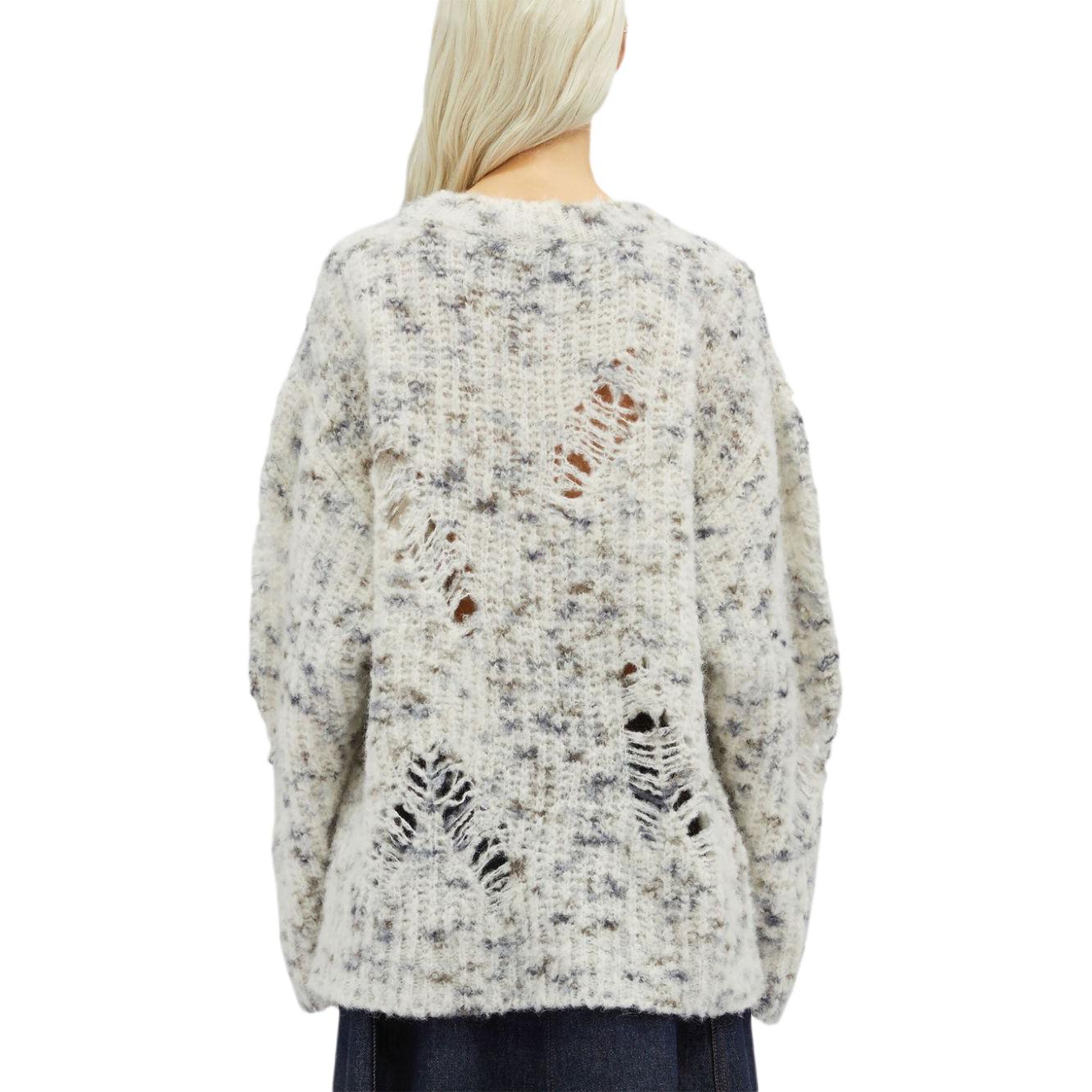 Shop (W) MSGM做旧效果圆领长袖针织毛衣 女士白色 3741MDM210247785-WHITE