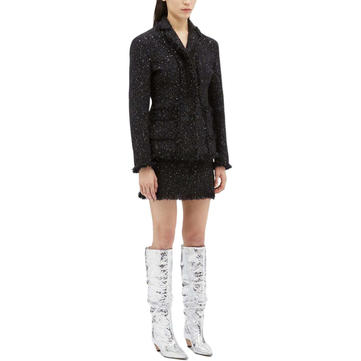 Purchase (W) MSGM 여성용 블랙 디스트레스드 하이웨이스트 프레이드 헴 캐주얼 스커트. 3741MDD07247619-BLACK