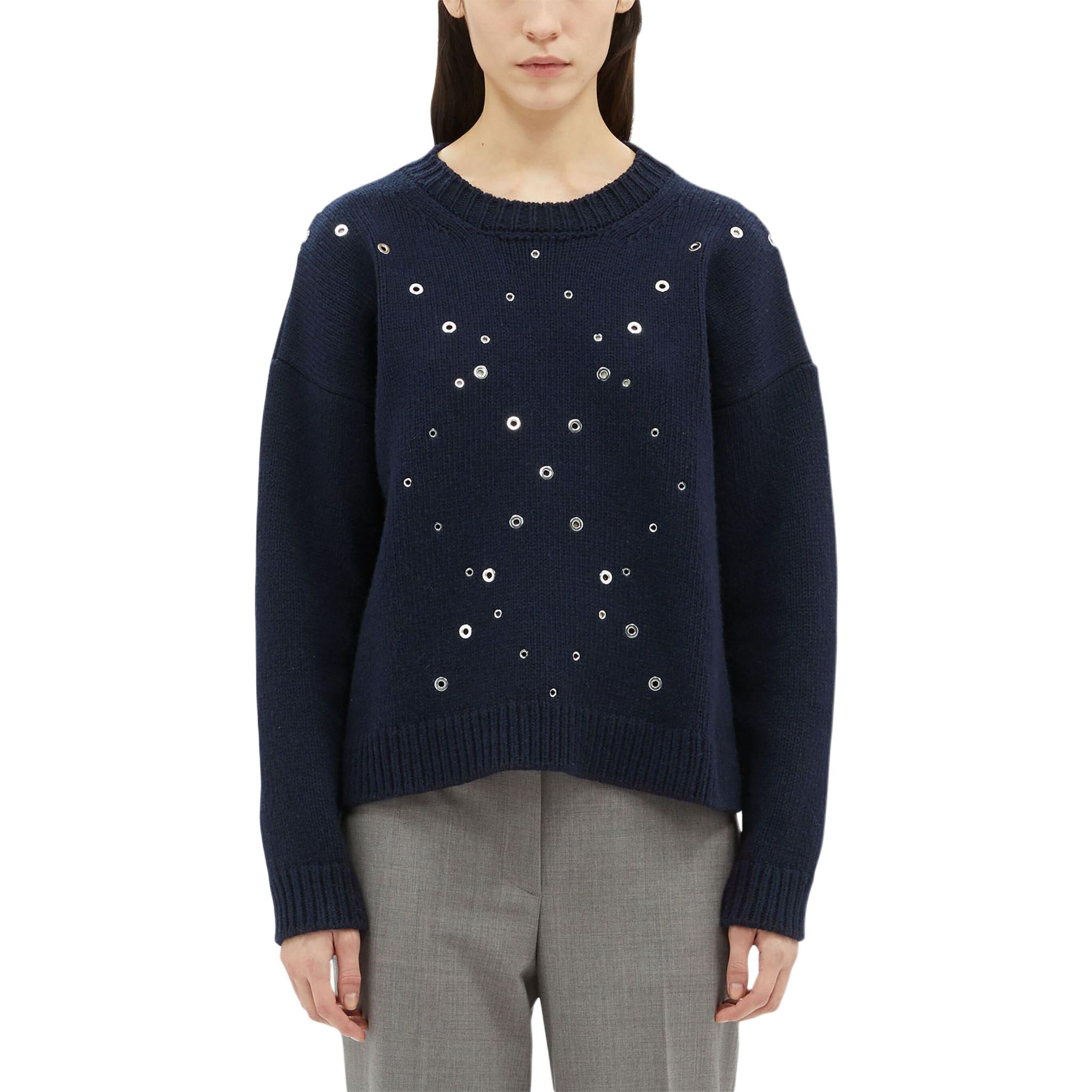 Lookbook (W) MSGM 海军蓝长袖针织镂空装饰毛衣 3741MDM203247781-NAVY