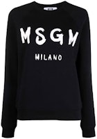 (Women) MSGM FW21 Black Crewneck Pullover Sweatshirt with Logo Print. 2000MDM513200000-99 (Women) MSGM FW21 Black Crewneck Pullover Sweatshirt with Logo Print. 2000MDM513200000-99