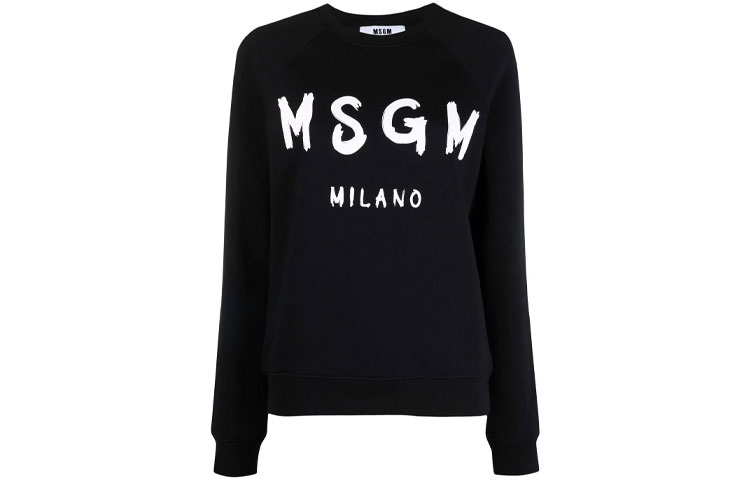 Order (W) MSGM FW21 블랙 로고 프린트 크루넥 풀오버 스웨트셔츠. 2000MDM513200000-99